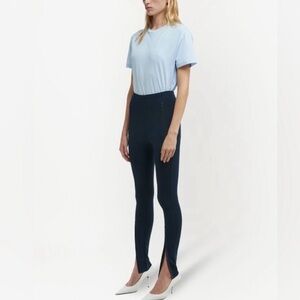 NWT Wardrobe NYC Dark Navy Blue Front Zip Ponte High Waist Leggings Pants Large